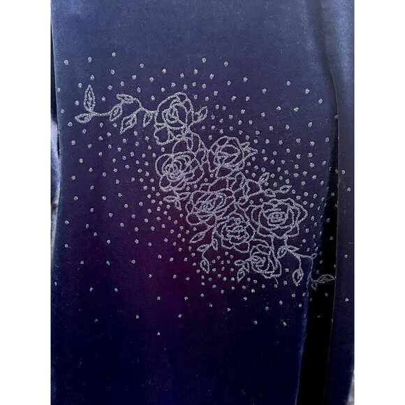 Melissa Molaire 2-Piece Navy Velour Lounge Set 1X Embellished Top & Stretch Pant - Picture 8 of 9